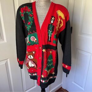Vintage Marisa Christina Classics Knit Ugly Cardigan Sweater 1993 M